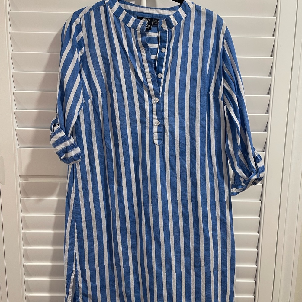 Blue and White Striped Dress